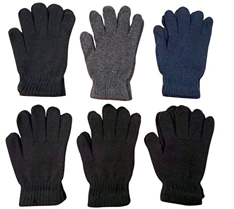 Excell Solid Striped Winter Gloves, Solid Color Warm Gloves, Unisex, Stretchy