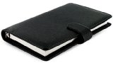 Filofax 022469 Saffiano Compact Black Organizer Agenda Diary Calendar with Free Jot Pad refill