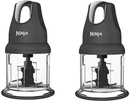 Ninja Food Chopper Express Chop with 200-Watt, 16-Ounce Bowl for Mincing, Chopping, Grinding, Blending and Meal Prep (NJ110GR) (Gray pack of 2)