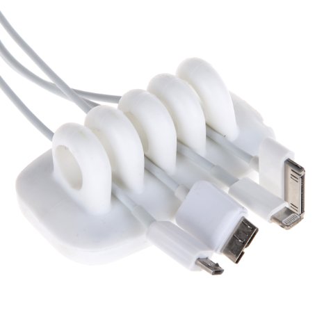 Desktop Cable Management Cable Organizer for power cords and charging accessory cables (White)