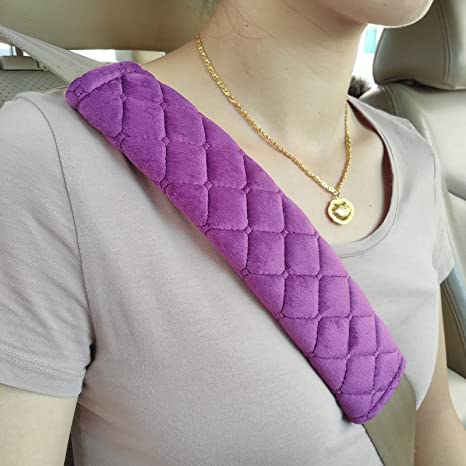 MIKAFEN 2Pack Car Seat Belt Pads Cover,Seat Belt Shoulder Strap Covers Harness Pad for Car/Bag,Soft Comfort Helps Protect You Neck and Shoulder from The Seat Belt Rubbing(Purple)