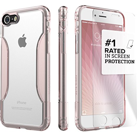 iPhone 7 Case, Classic Rose Gold Clear SaharaCase Protective Kit Bundle with [ZeroDamage Tempered Glass Screen Protector] Rugged Protection Anti-Slip Grip [Shockproof Bumper] Anti-Scratch Back