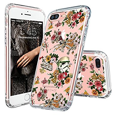 iPhone 7 Plus Case, MOSNOVO Flower Floral Clear Back Designed Hard Back Panel with TPU Soft Bumper Shock Absorbtion   Scractch Resistance Cover for iPhone 7 Plus