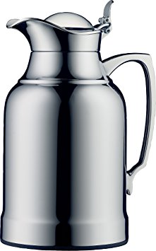 alfi Opal Glass Vacuum Chrome Plated Brass Thermal Carafe for Hot and Cold Beverages, 1.0 L, Chrome