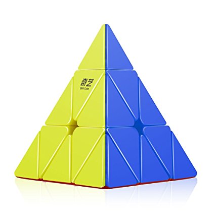 D-FantiX Qiyi Pyraminx Stickerless Speed Cube Triangle Magic Cube Puzzle Christmas Toys Gifts for Kids