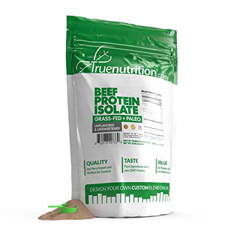 5LBS Unflavored Grass Fed Beef Protein Powder Isolate - Paleo, Keto, Carnivore, Sugar-Free, Lactose-Free - Customize Your Protein with Two Free TrueBoost or TrueFlavor Protein Shake Enhancements