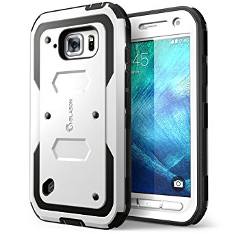 Galaxy S6 Active Case, [Heave Duty]Slim Protection i-Blason Armorbox [Dual Layer] Hybrid Full-body Protective Case with Front Cover and Built-in Screen Protector / Impact Resistant Bumpers Cover for Samsung Galaxy S6 Active 2015 ReleaseDoes Not Fit Regular Galaxy S6 (White)