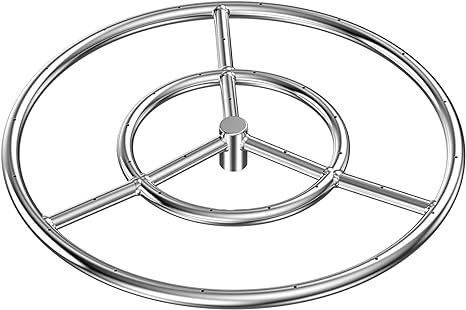 Skyflame 18-Inch Round Fire Pit Burner Ring for Natural Gas/Propane Fire Pit, 304 Stainless Steel…