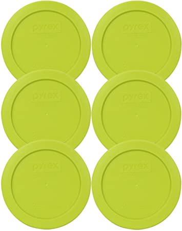 Pyrex 7200-PC 2 Cup Edamame Green Round Plastic Lid (6, Edamame Green)