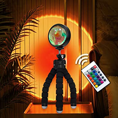 Mon Soleil Sunset Lamp Projector – 16 Colors Rainbow Lamp with Remote – Sunset Light Projector – Sunset Lamp – Color Changing lamp Bedroom – Sunset Lamp Projector with Tripod - Sunset Projection Lamp