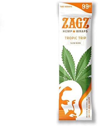 6 Packs (12 Total Wraps) Zagz Flavored Hemp Wraps, Tropic Trip Flavor   Beamer Smoke Sticker