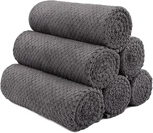 HOMEXCEL Gym Towels 6 Pack, (16x27 inches) Highly Absorbent Yoga Towel, Ultra Soft Hand Towels for Daily Use, Fast Drying Microfiber Workout Towels for Gym, Spa, Fitness, Camping, Hotel