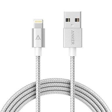 Anker 6ft Nylon Braided USB Cable with Lightning Connector [Apple MFi Certified] for iPhone 6 / 6 Plus, iPad Air 2 and More (Silver)