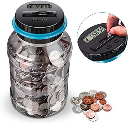 Digital Coin Bank,digital counting money jar,Big Piggy Bank Digital Counting Coin Bank for Kids Adult Boys Girls as Gift on Christmas,Birthday,New Year's day,Powered by 2AAA Battery (Not Included)