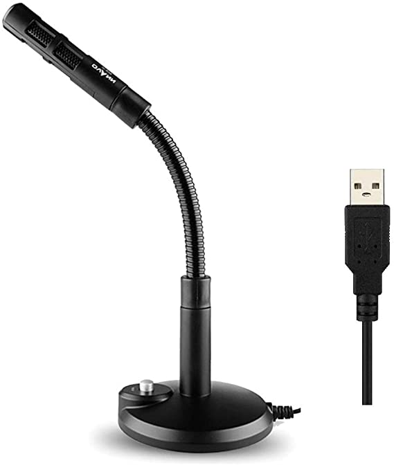 GranVela USB Computer Microphone with Stand for Windows PC,Laptop and MacBook. Ideal for Broadcasting,Chatting,Facetime,Recording, Conference Call- Black