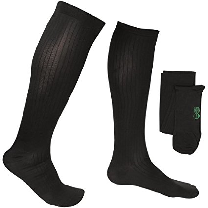 EvoNation Men's USA Made Graduated Compression Socks 8-15 mmHg Mild Pressure Medical Quality Knee High Orthopedic Support Stockings Hose - Best Comfort Fit, Circulation, Travel (XL, Black)