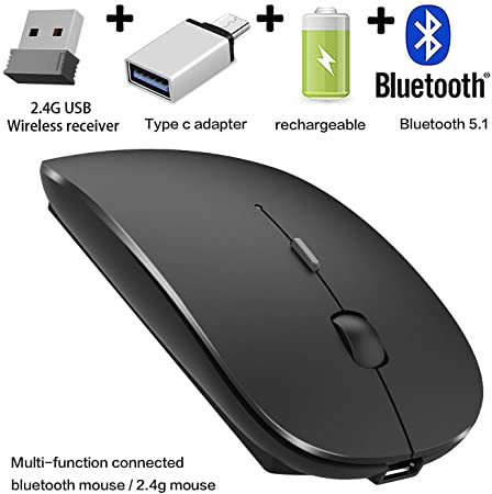 Bluetooth Mouse for iPad Mac MacBook Pro MacBook Air iMac Laptop Chromebook Desktop Computer Windows (Black 2)