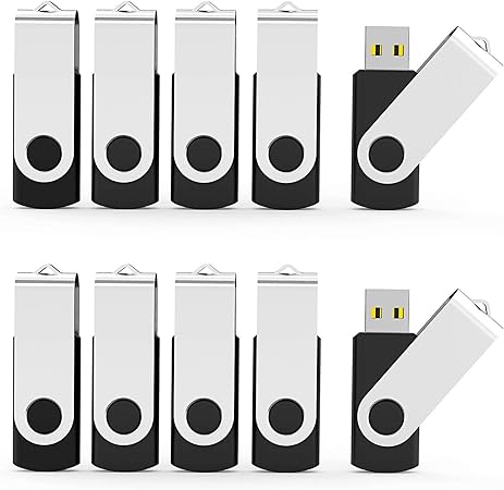 16GB USB Flash Drive, Aiibe 10 Pack 16GB USB Stick Bulk USB 2.0 Memory Stick Thumb Drive Zip Drive Jump Drives for Data Storage (Black,10Pack)