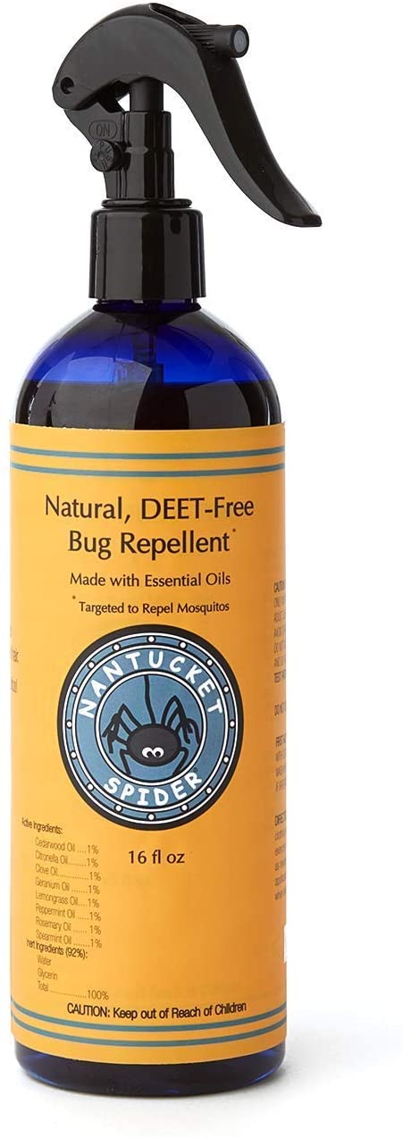 Nantucket Spider Natural Bug Spray for Adults and Kids - 16 oz | Long-Lasting Protection Against Mosquitoes, Biting Flies, Wasps & No-See-Ums |Deet-Free Organic Essential Oil Insect Repellent