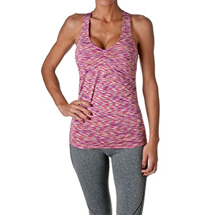 Riverberry Womens Actives Racerback Yoga Workout Exercise Top with Built-in Shelf Bra