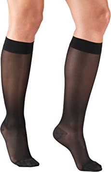 Truform Sheer Compression Stockings, 15-20 mmHg, Women's Knee High Length, 20 Denier, White, Large