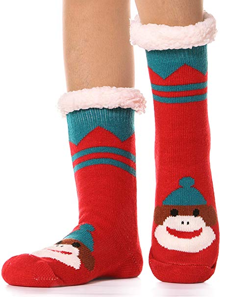 Womens Fuzzy Slipper Socks Warm Thick Heavy Fleece lined Fluffy Christmas Stockings Winter Socks