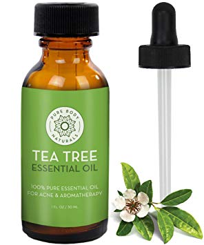 Tea Tree Essential Oil, Tea Tree Oil for Acne, Hair and Diffuser, 100% Pure Melaleuca Oil by Pure Body Naturals, 1 Ounce (Label Varies)