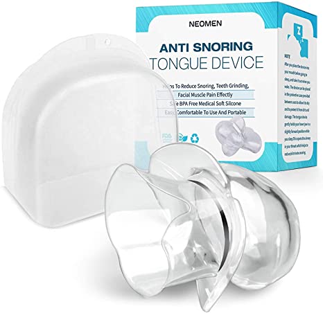 Neomen Updated Anti Snore Devices Snore Stopper Tongue Device - Anti Snoring Solution, Transparent Clear Silicone Tongue Tube