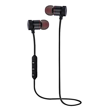 WSCSR Bluetooth Headphones Sport Wireless Earbuds In-Ear Stereo Earphones with Mic(Black)