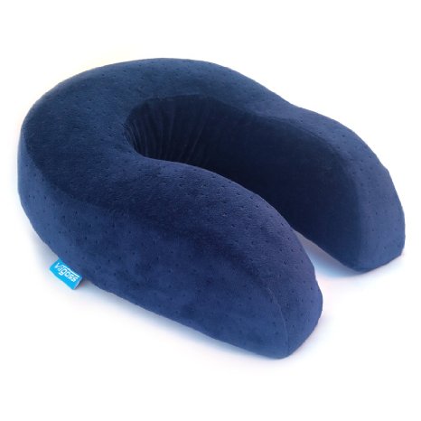 Travel Pillow - Best Memory Foam Therapeutic U-shaped Neck Pillow - Washable and Durable with Removable Zipped Soft Microfiber Comfort and Support During Airplane Travel Bus Train Home and Office Use
