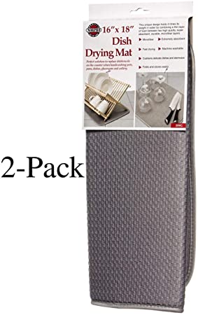 Norpro 16 by 18-Inch Microfiber Dish Drying Mat, Gray (16 by 18-inch (pack Of 2), Gray)