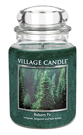 Village Candle Balsam Fir 26 oz Glass Jar Scented Candle, Large