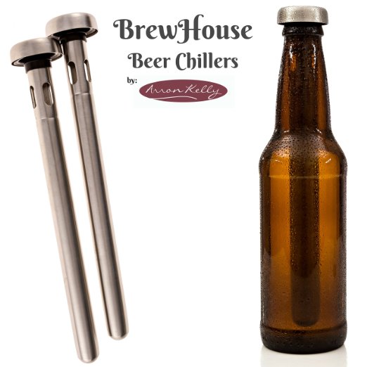 Brew House Beer Chillers - 2 Piece Gift Set - Stainless Steel Drink Chiller Sticks by Arron Kelly