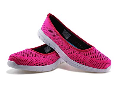 Jabasic Women Slip On Loafers Breathable Knit Flat Walking Shoes