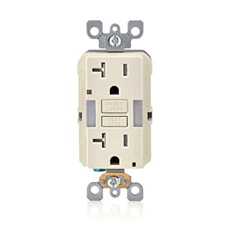 Leviton GFNL2-T Self-Test SmartlockPro Slim GFCI Tamper-Resistant Receptacle with Guidelight and LED Indicator, 20 Amp, Light Almond