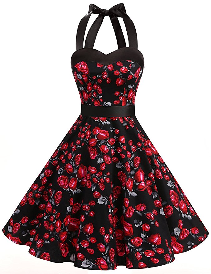 Dresstells Vintage 1950s Rockabilly Polka Dots Audrey Dress Retro Cocktail Dress