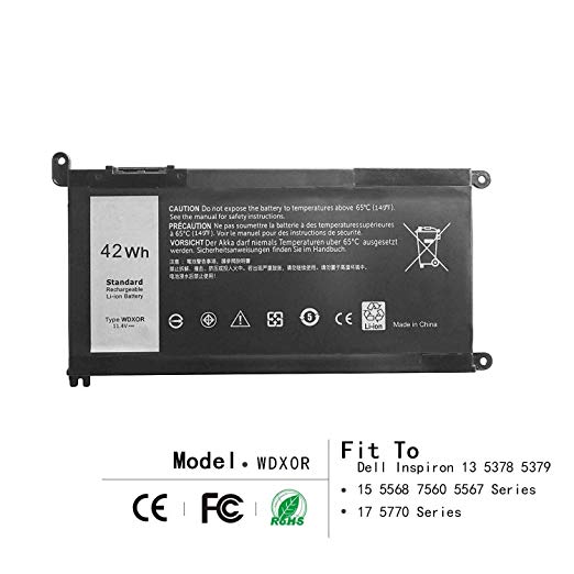 42Wh WDX0R Laptop Battery for DELL Inspiron 13 5368 5378 5379 7368 7378 15 5565 5567 5568 5578 7560 7570 7579 7569 P58F Series Notebook Battery Fits FC92N 3CRH3 T2JX4 CYMGM
