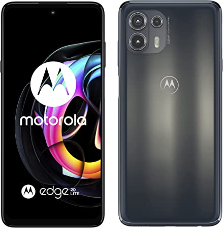 Motorola Edge 20 Lite (6.7 Inch Full HDR  OLED display, MediaTek Dimensity 720, TurboPower, 108 MP Camera, 5000 mAH Battery, Dual SIM, 128 GB, Android 11), Electric Graphite