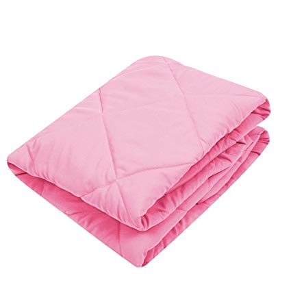 TILLYOU Cloudy Soft Pack and Play Sheet Quilted, Breathable Thick Fitted Play Yard Playpen Sheets, 39’’×27’’×5’’ Fit Mini/Portable Crib Mattress Pad Pack N Play Mattress Pad, Jade Pink