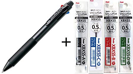 Pentel Ballpoint Pen Vicuna Extra Fine Black Red Blue Green Black (BXC45A)  Refill Black/Blue/Red/Green XBXS5-A/C/B/D