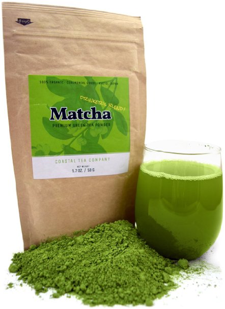 Coastal Tea Company Organic Matcha Green Tea Powder, Ceremonial Grade, Japanese Macha for Drinking, 50g/1.7 Ounces