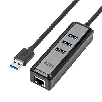 [ASIX AX88179 chipset] Unitek 3 Ports USB 3.0 Hub with RJ45 Ethernet LAN Adapter for Apple Macbook Pro, Macbook Air, Imac, Surface Pro, Lenovo Yoga, Laptop, Ultrabook