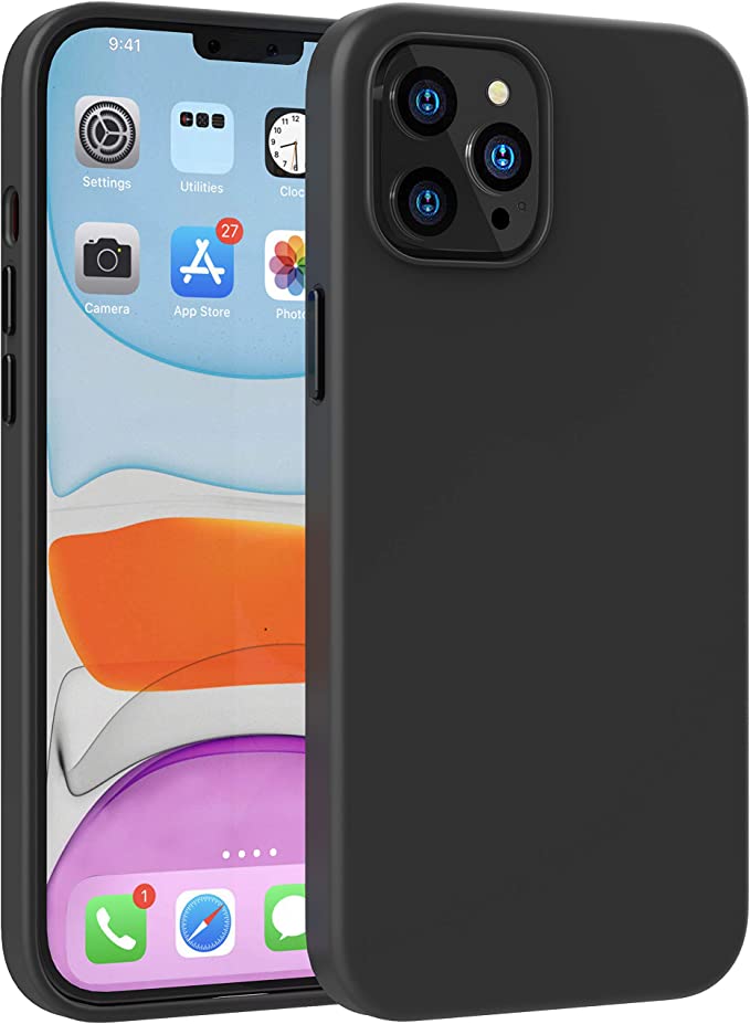 Luvvitt Liquid Silicone Case Designed for iPhone 14 Pro with Shockproof Drop Protection Slim Soft Scratch Resistant Cover for Apple iPhone 14 Pro (2022) 6.1 inch - Black