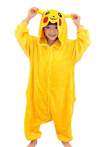 Tonwhar Pikachu Kigurumi Costumes for Children Kids Cuddly Onesie Pajamas