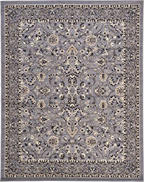 Unique Loom Kashan Collection Gray 8 x 10 Area Rug (8' x 10')