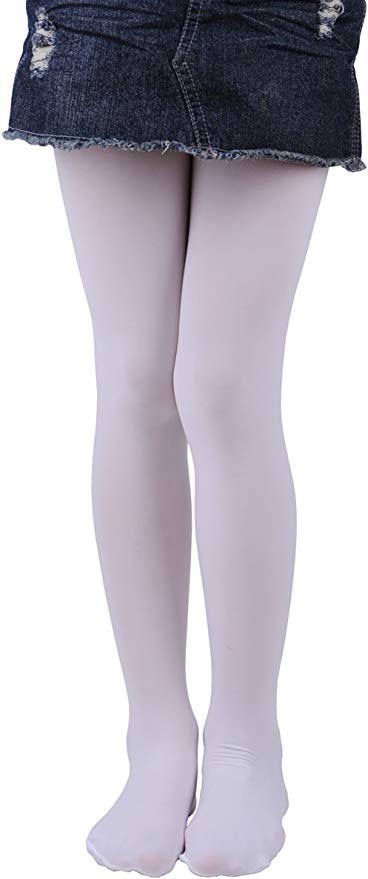 Girls Tights, Semi Opaque Footed Tights, Microfiber Dance Tights, 1 or 3 Pairs Pack
