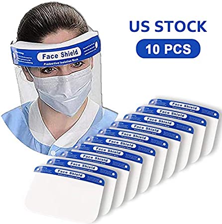 Reusable Face Shield 10PCS - Plastic Face Shield Anti-Saliva Windproof Dustproof Safety Face Shield Full Face Shield