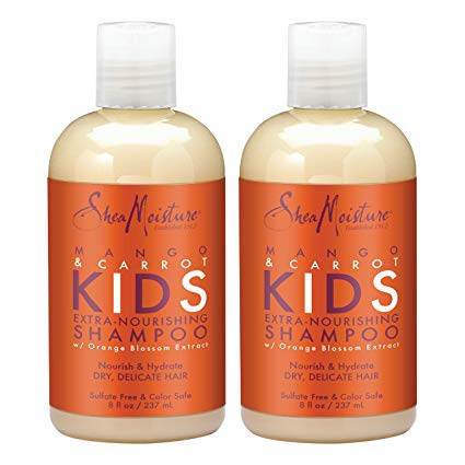 SheaMoisture Mango & Carrot KIDS, Extra-Nourishing Shampoo, Orange Blossom Extract, Dry, Delicate Hair, 8 fl oz, Pack of 2