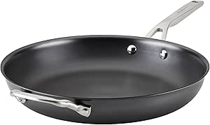 KitchenAid NITRO Carbon Steel Frying Pan/Skillet, Stainless Steel Handle, Compatible with All Cooktops, 12 Inch Fry Pan with Side Handle - Black