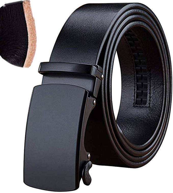 Men's 100% Italian Full Grain Leather Belt Slide Ratchet Belt (Most Wished &Gift Ideas)